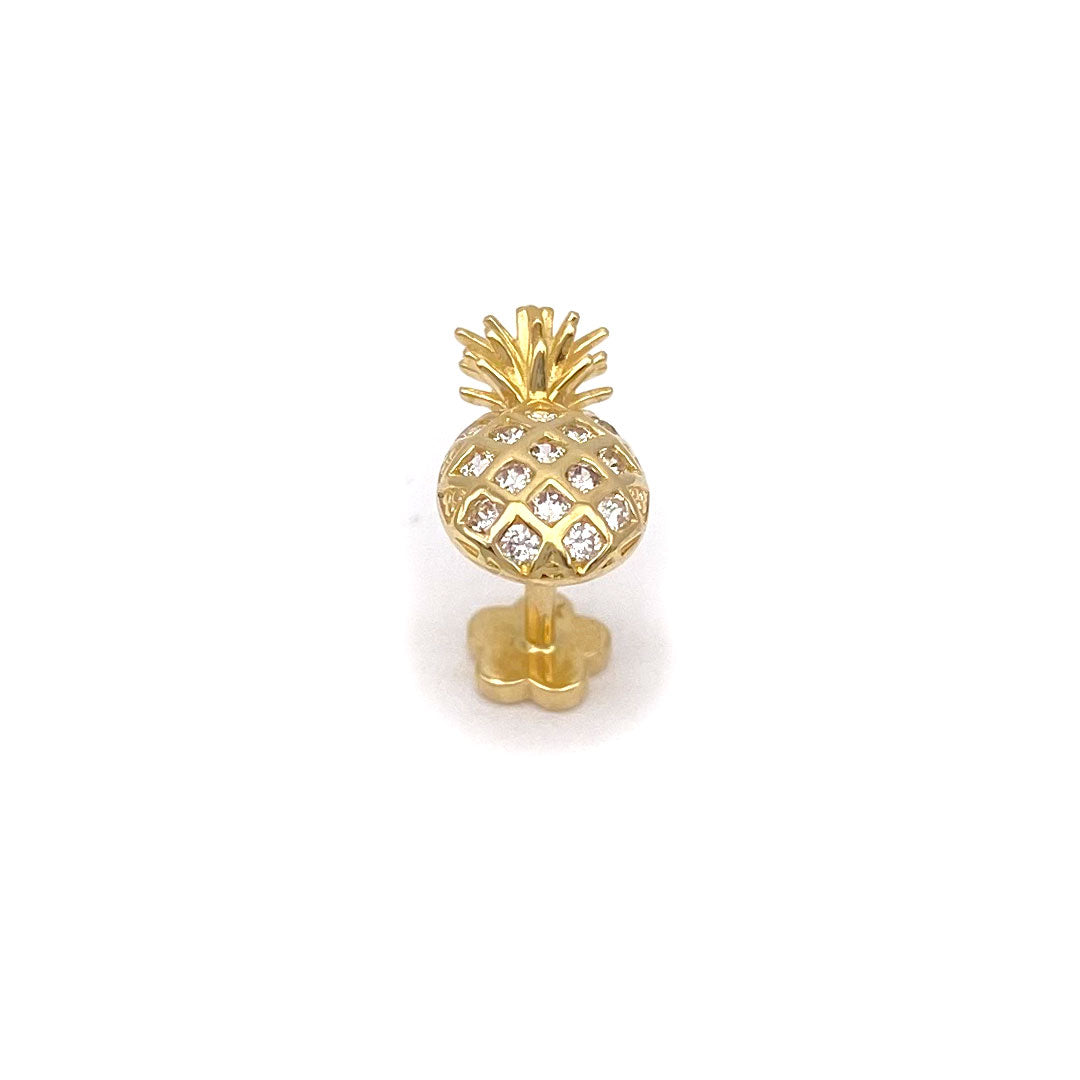 14k CZ Pineapple Internal Threaded Stud