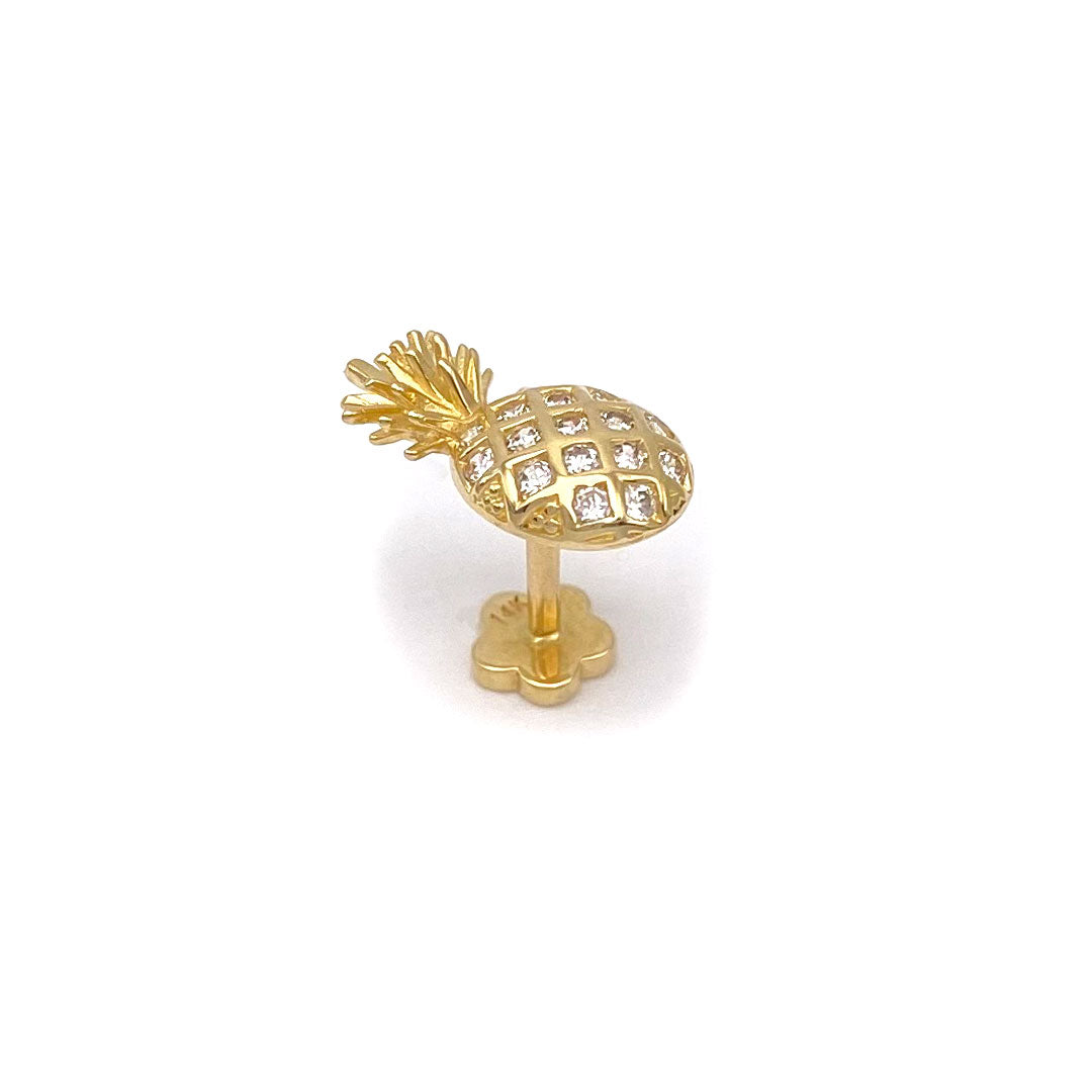 14k CZ Pineapple Internal Threaded Stud