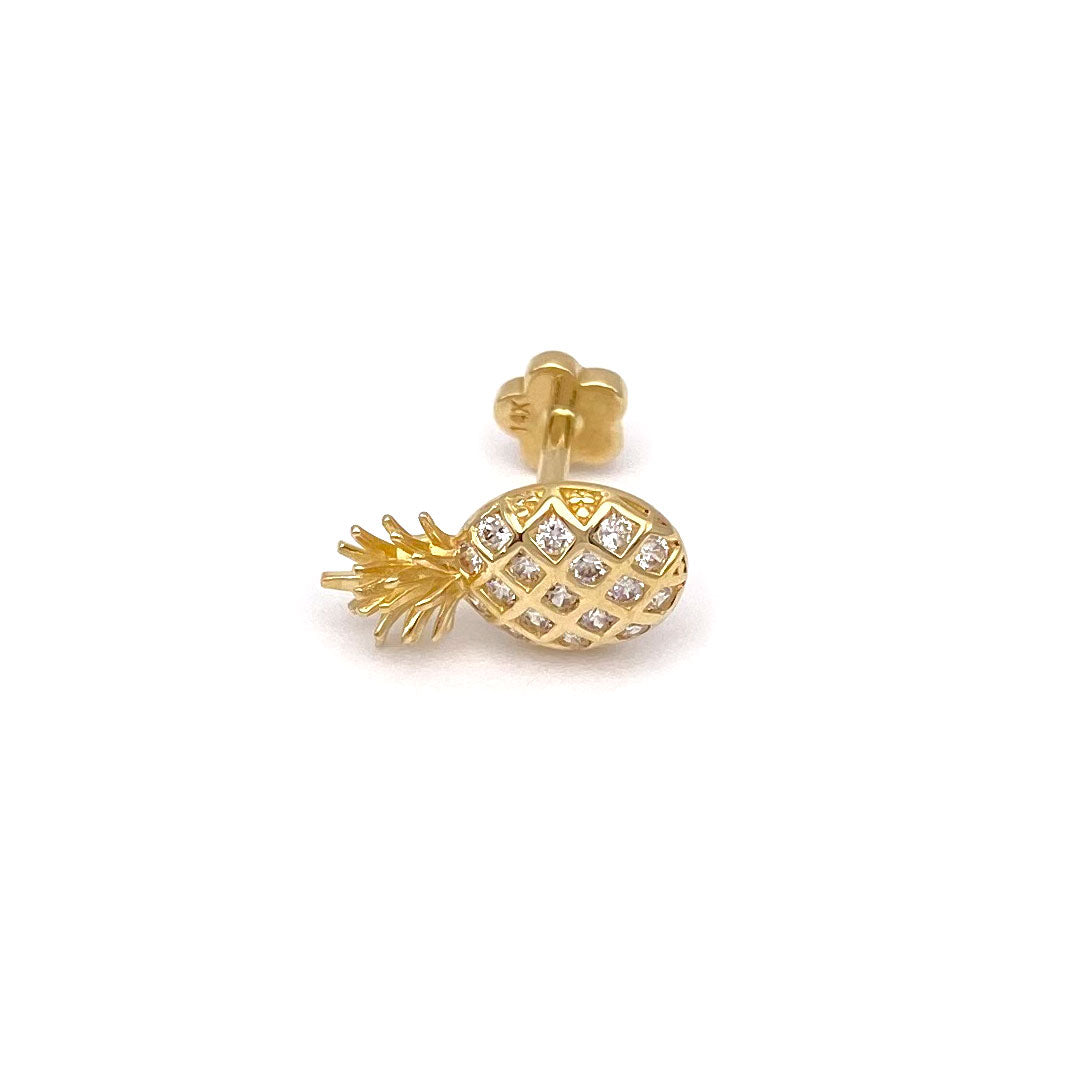 14k CZ Pineapple Internal Threaded Stud