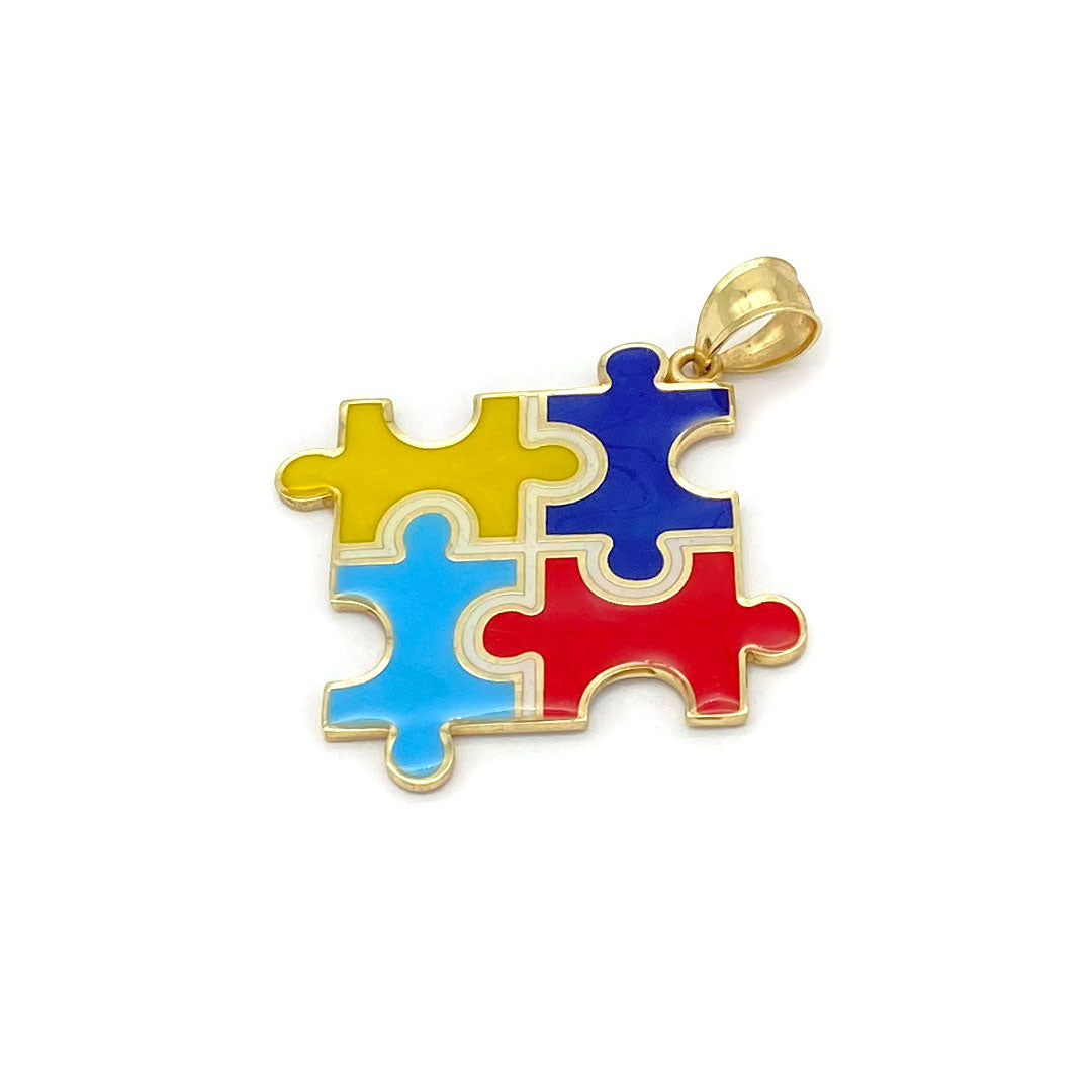 Custom Glow-in-the-dark Enamel Autism Awareness Puzzle Piece Pendant
