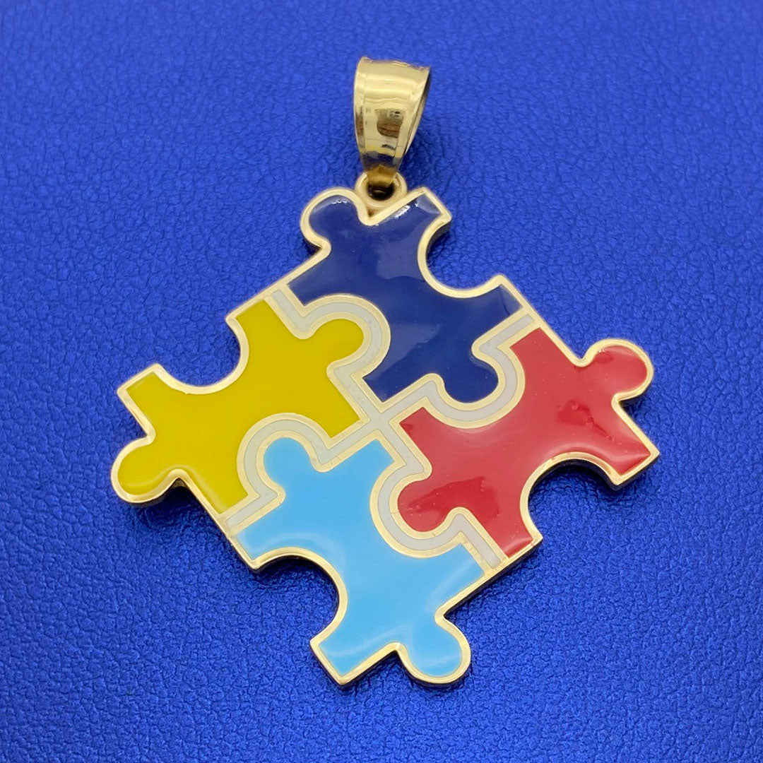 Custom Glow-in-the-dark Enamel Autism Awareness Puzzle Piece Pendant