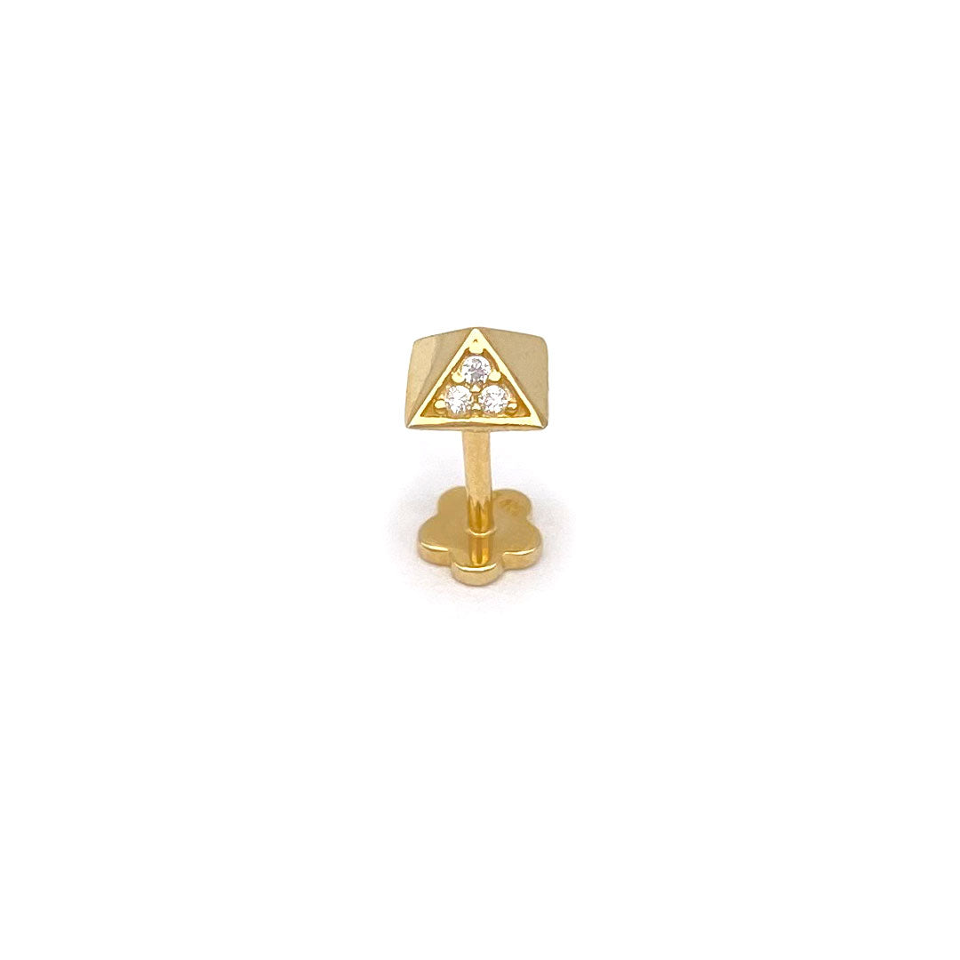 14k CZ Pyramid Internal Threaded Stud