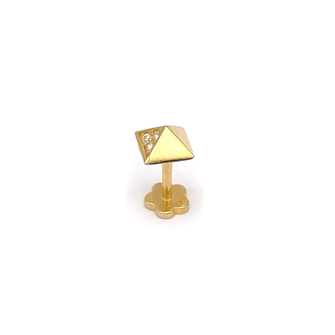 14k CZ Pyramid Internal Threaded Stud