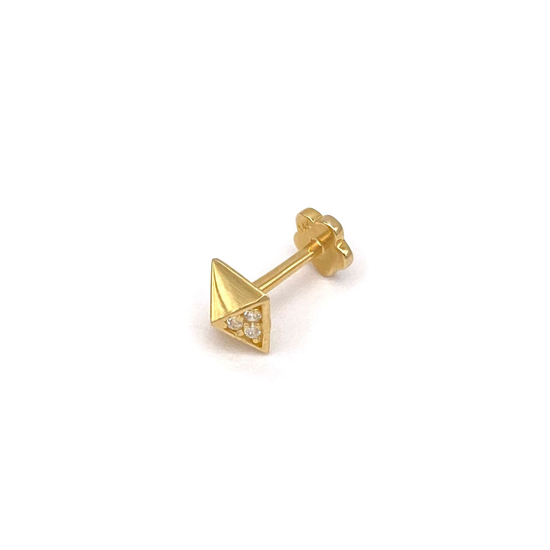 14k CZ Pyramid Internal Threaded Stud