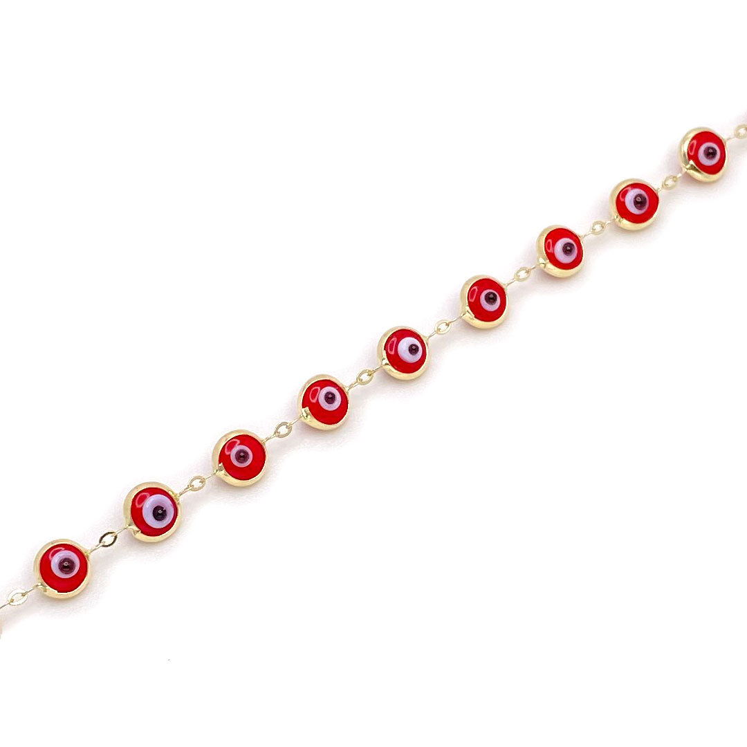 14k Gold Red Evil Eye Bracelet 4.5mm