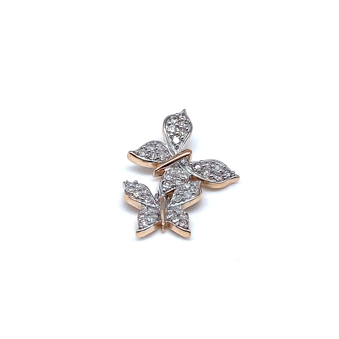 Diamond Double Butterfly Pendant 10k Rose Gold 0.25ct