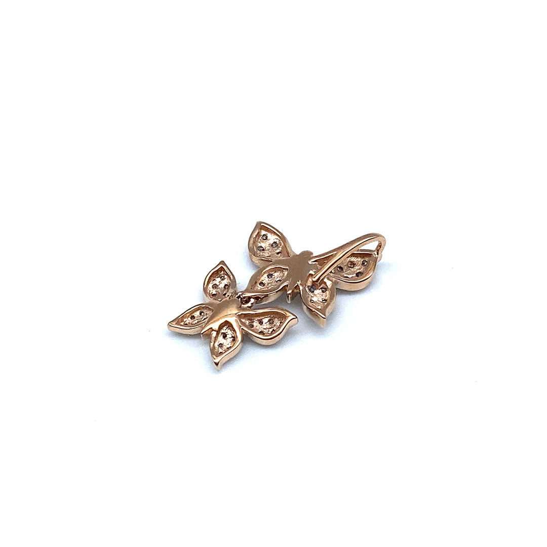 Diamond Double Butterfly Pendant 10k Rose Gold 0.25ct