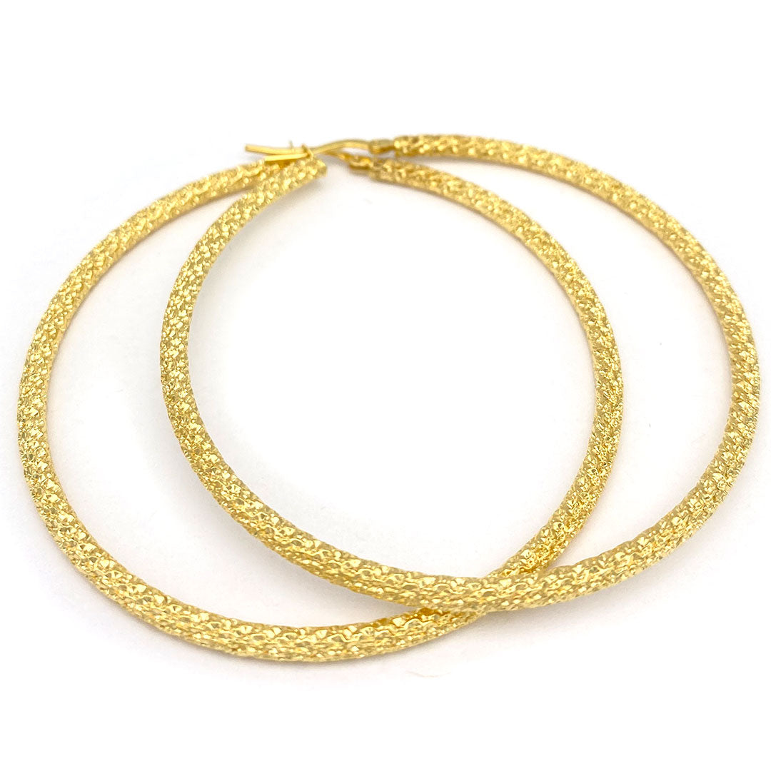 14k Sandblast Hoop Earrings