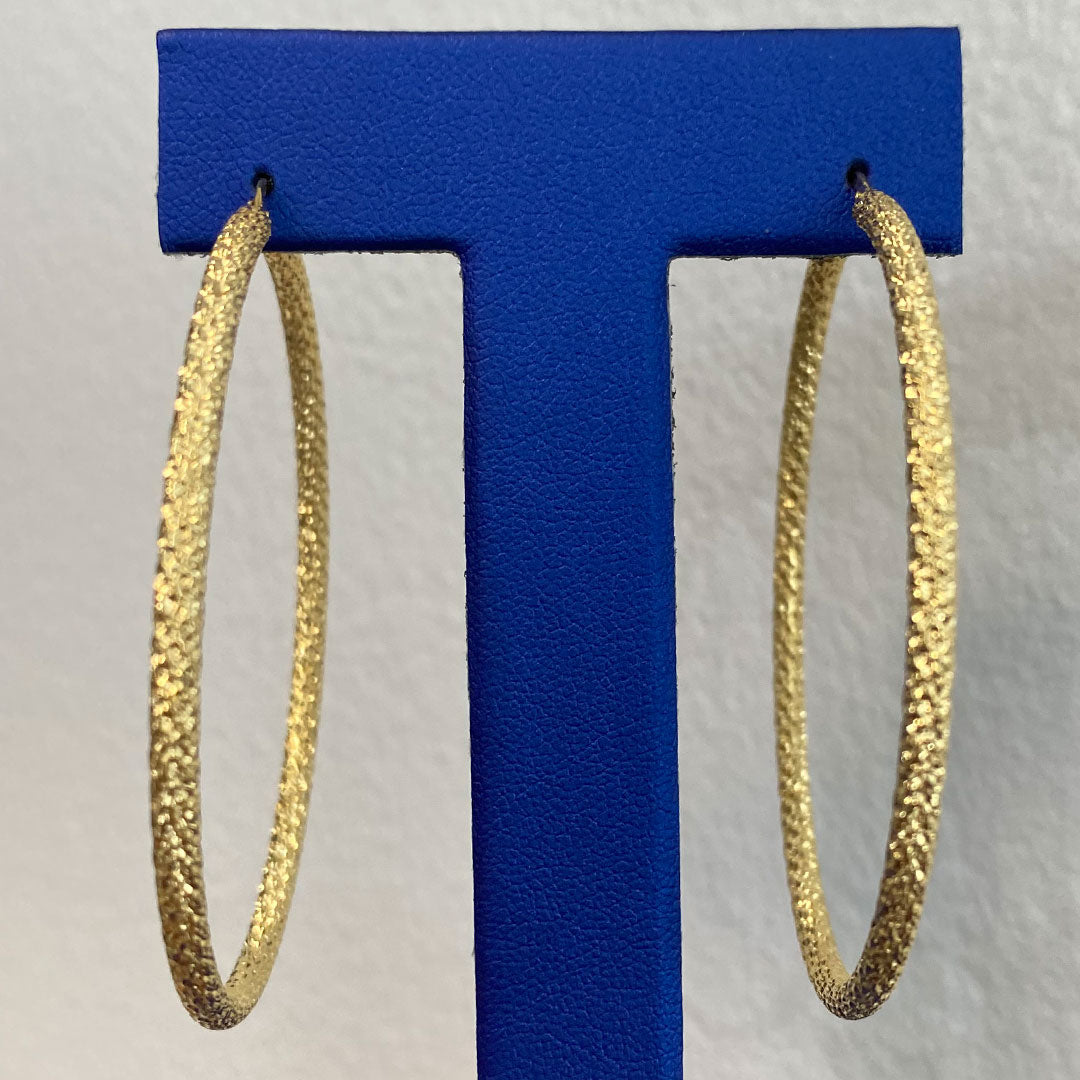 14k Sandblast Hoop Earrings