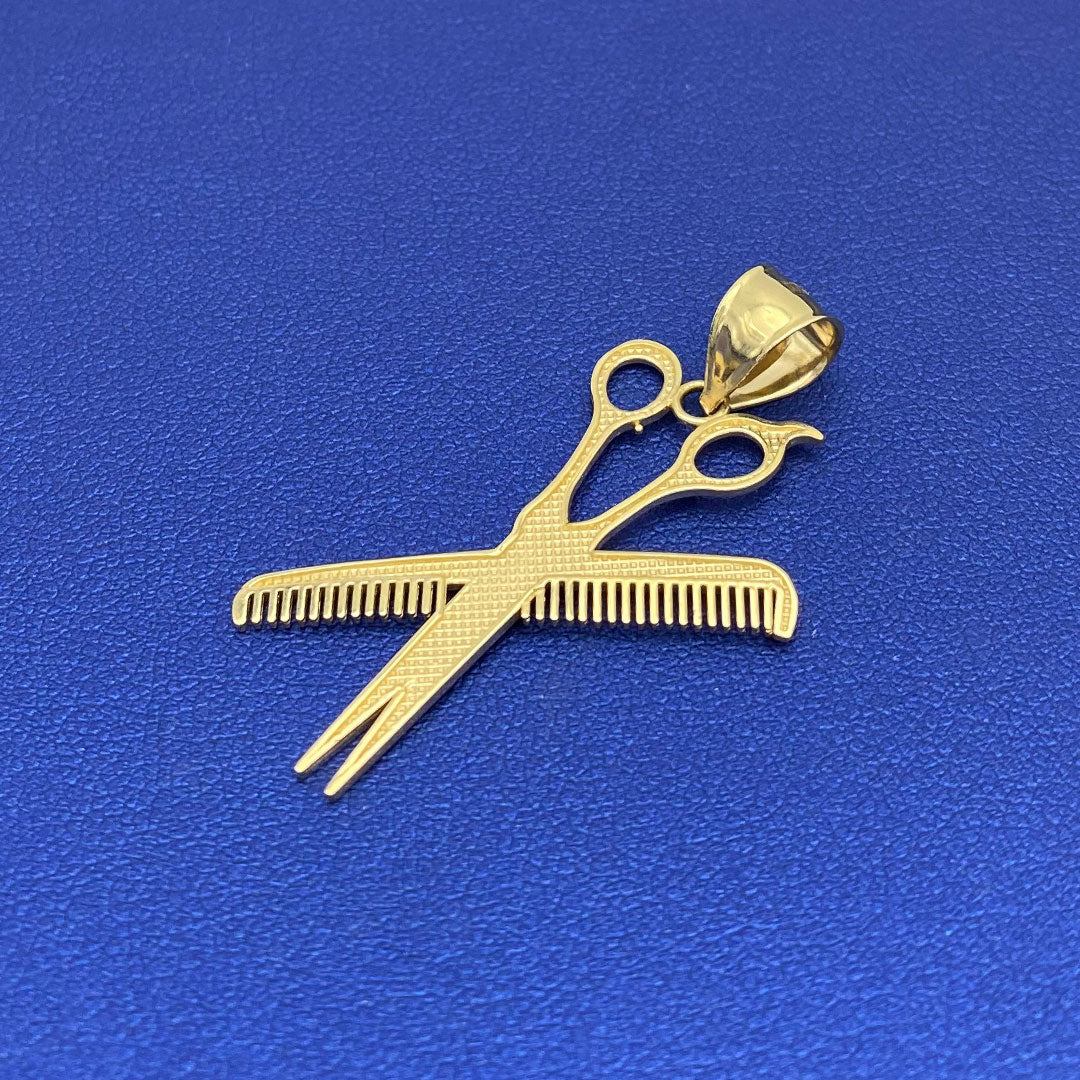 10k Scissors & Comb Barber Pendant