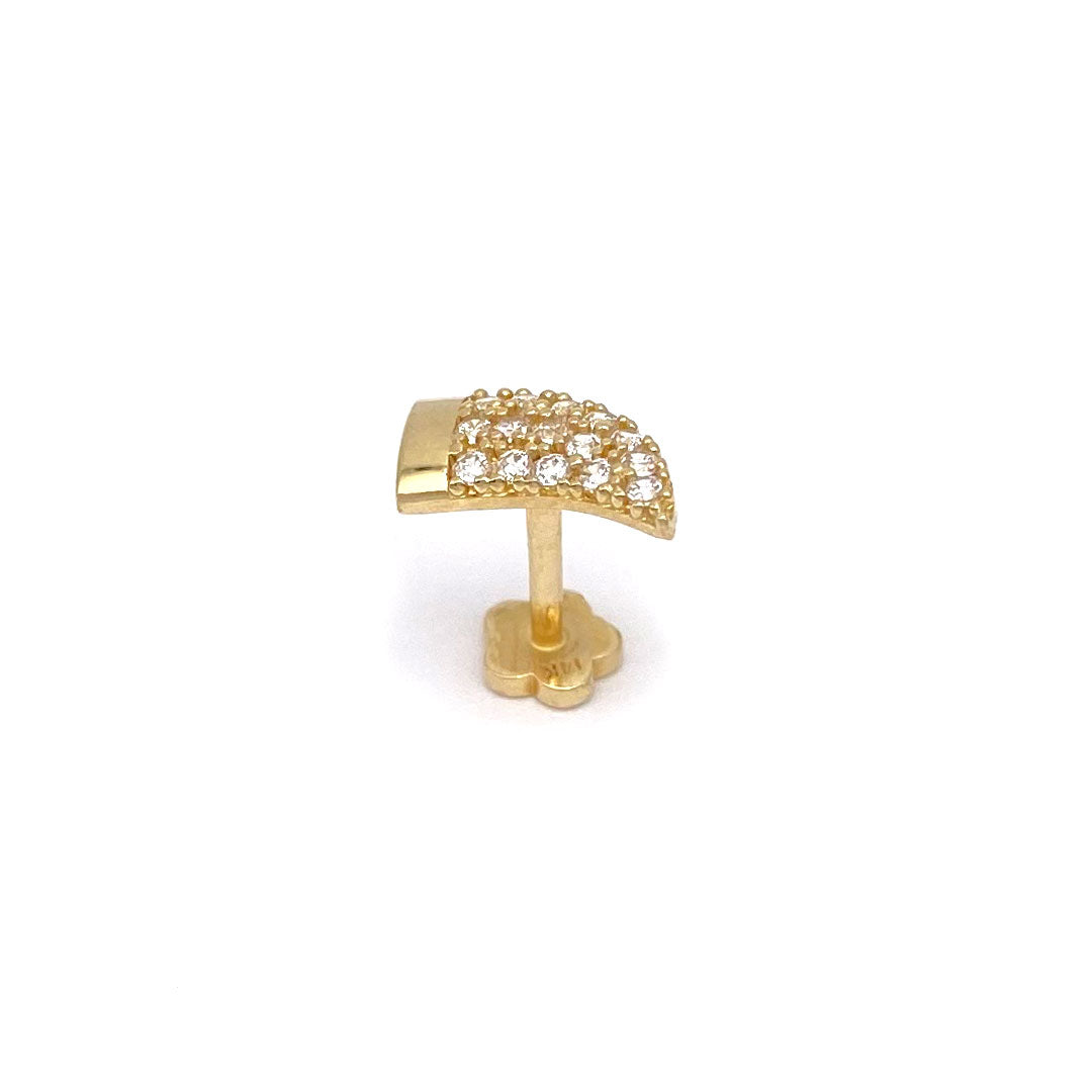 14k CZ Shark Tooth Internal Threaded Stud