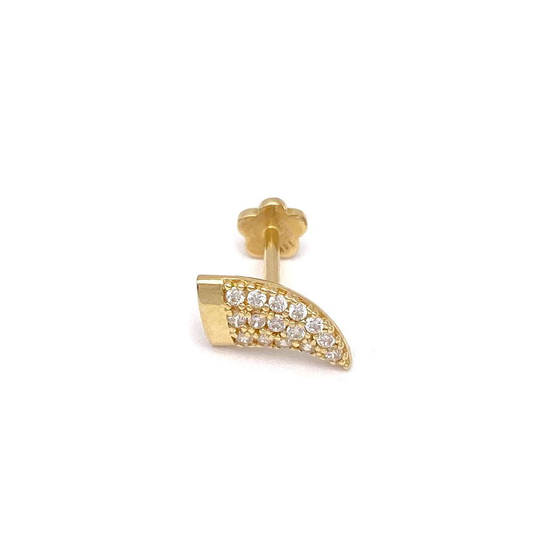 14k CZ Shark Tooth Internal Threaded Stud