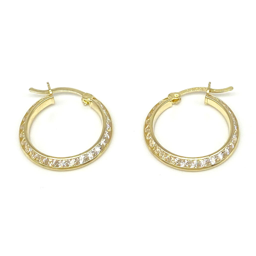 10k CZ Side Hoop Earring