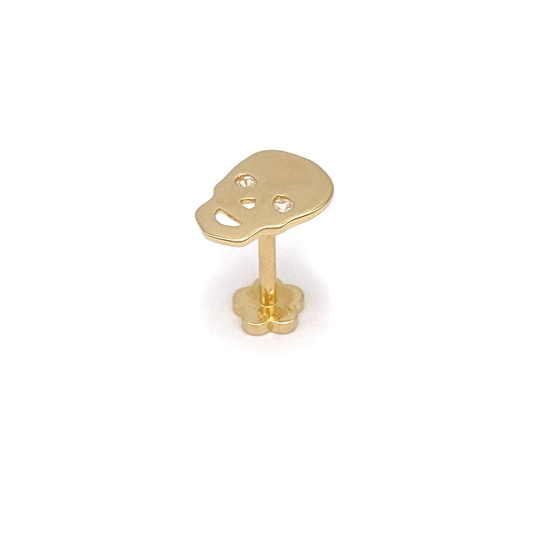 14k Skull with CZ Eyes Internal Threaded Stud