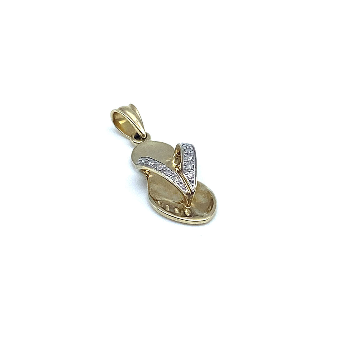 Diamond Slipper Pendant 10k Yellow Gold 0.05ct