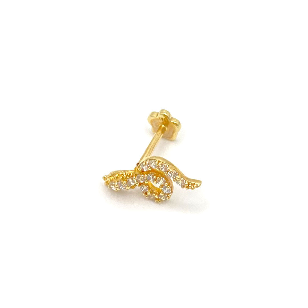 14k CZ Snake Internal Threaded Stud