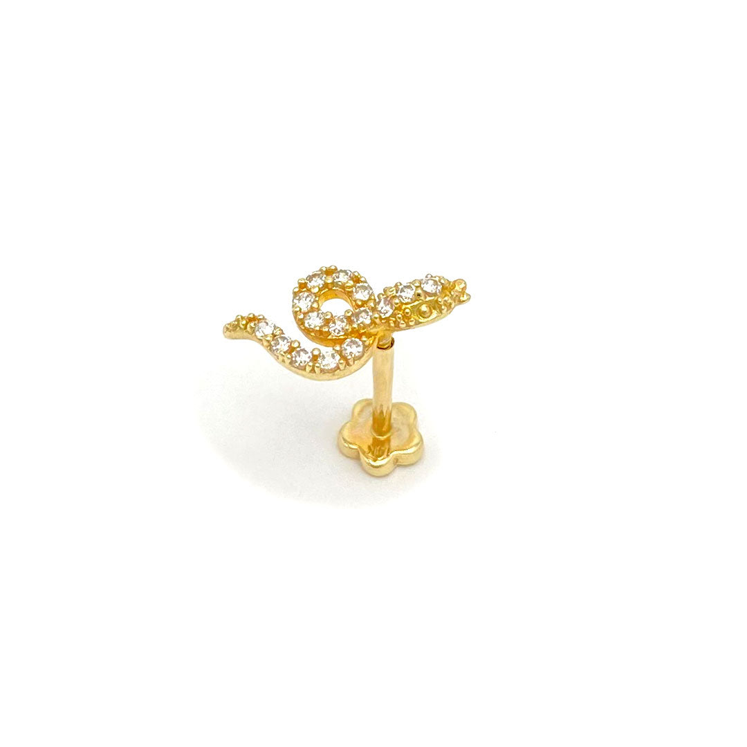 14k CZ Snake Internal Threaded Stud