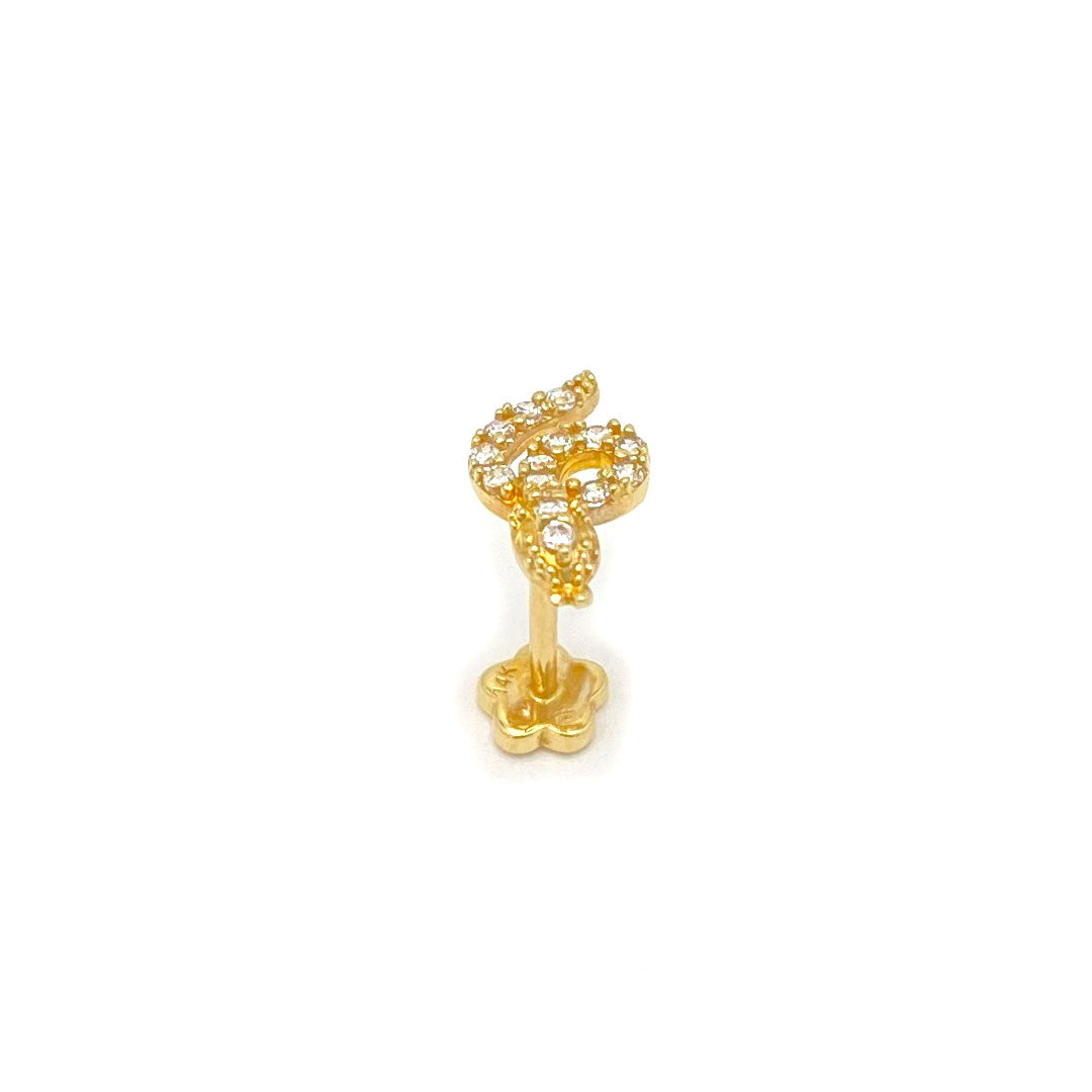 14k CZ Snake Internal Threaded Stud