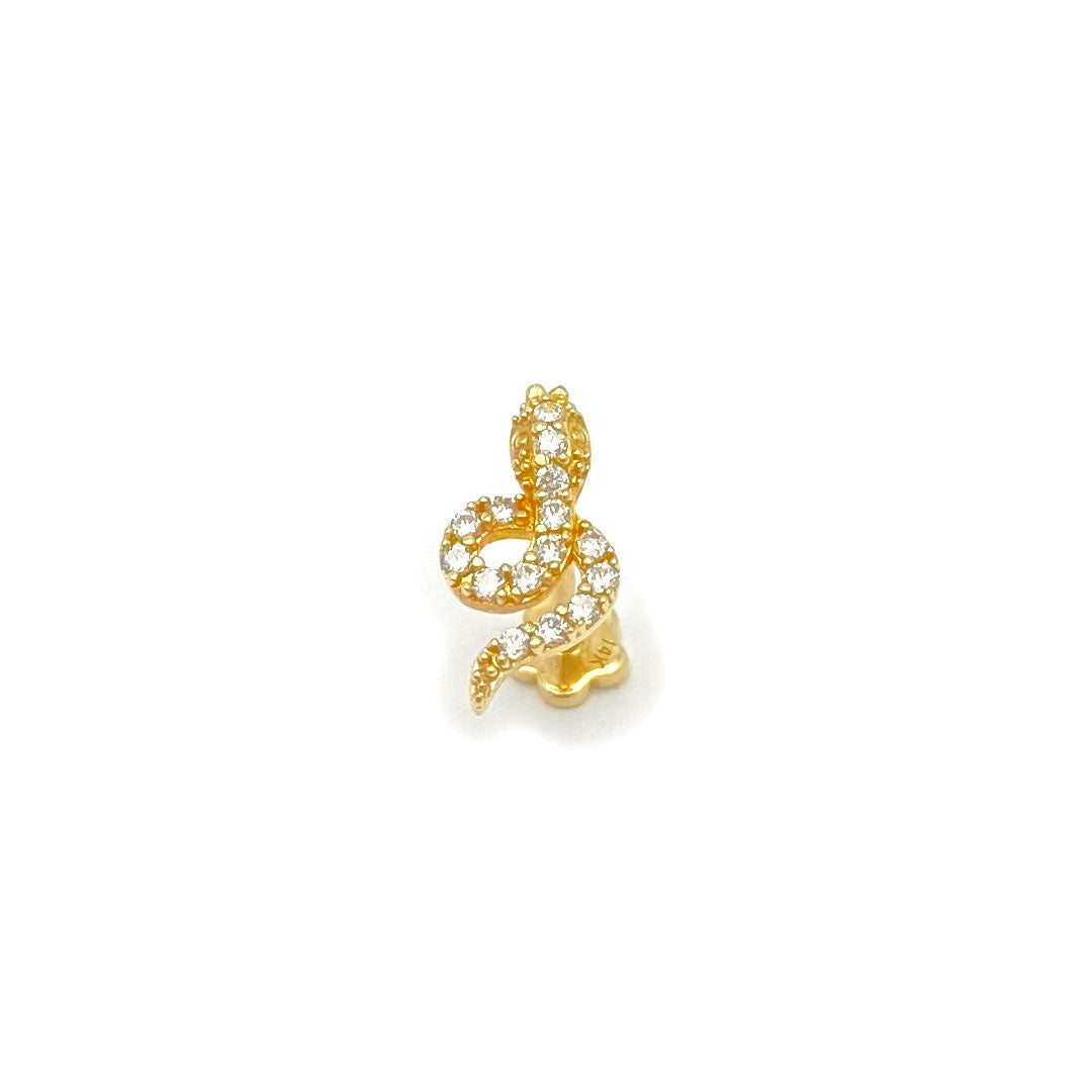 14k CZ Snake Internal Threaded Stud