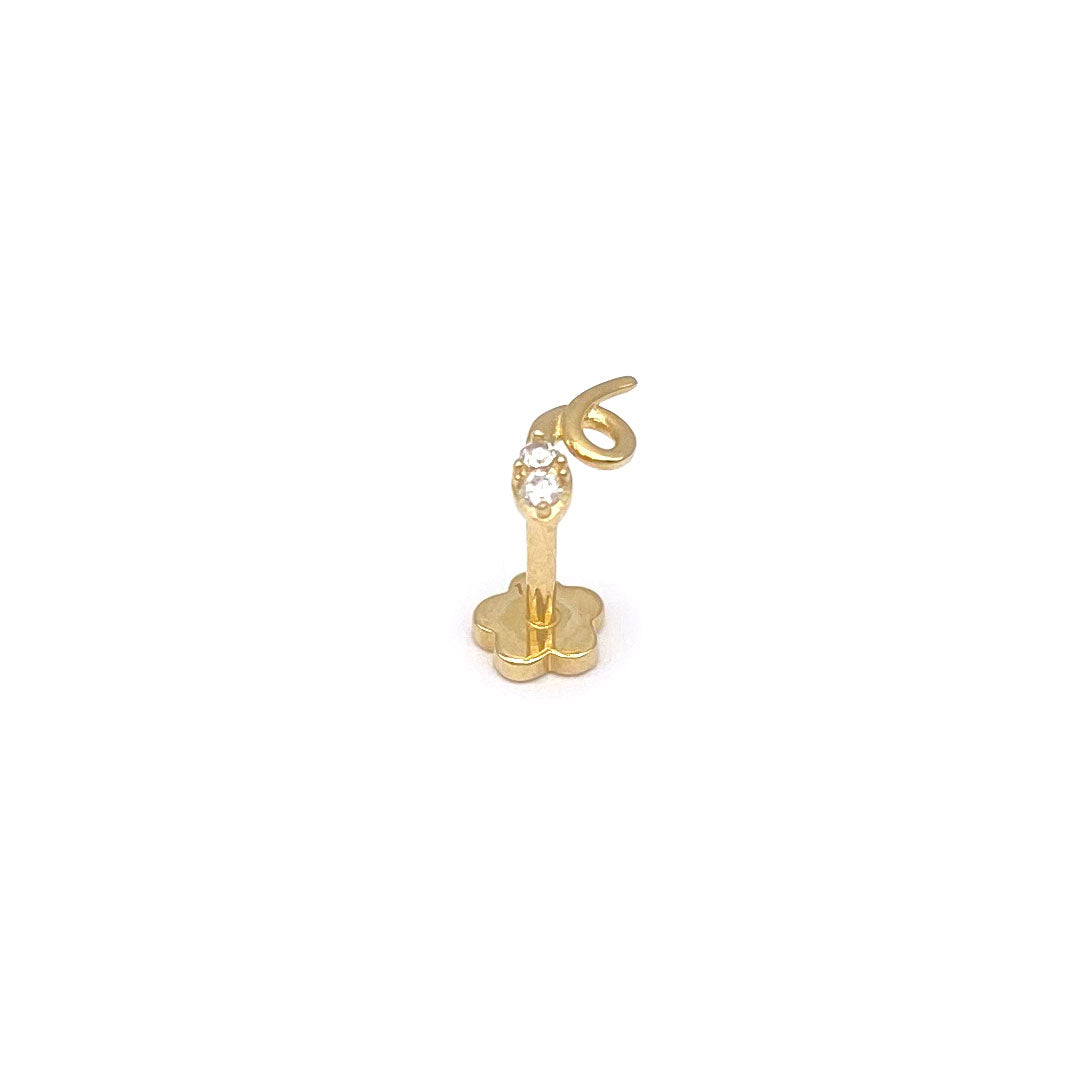 14k CZ Snake Mini Internal Threaded Stud