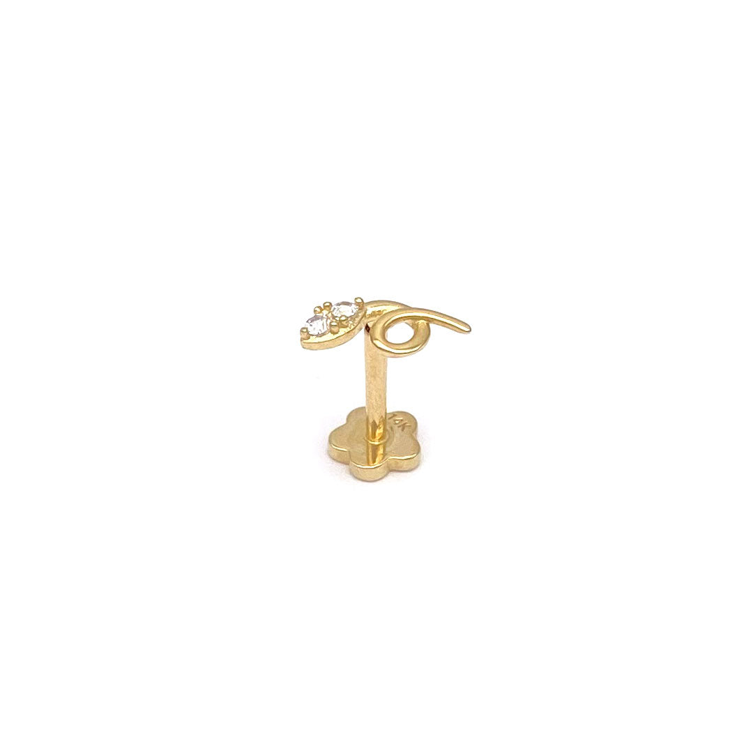 14k CZ Snake Mini Internal Threaded Stud