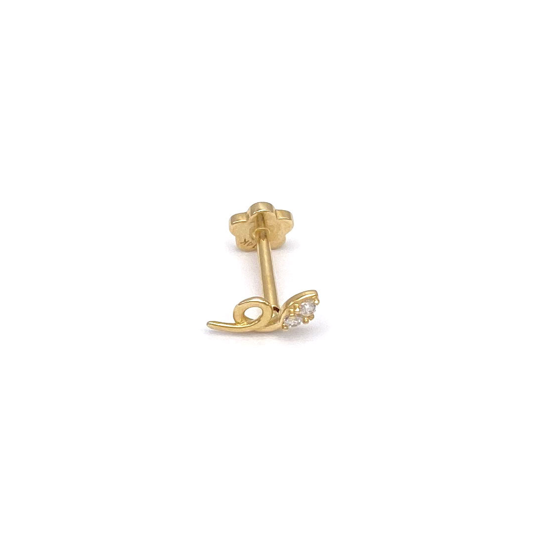 14k CZ Snake Mini Internal Threaded Stud