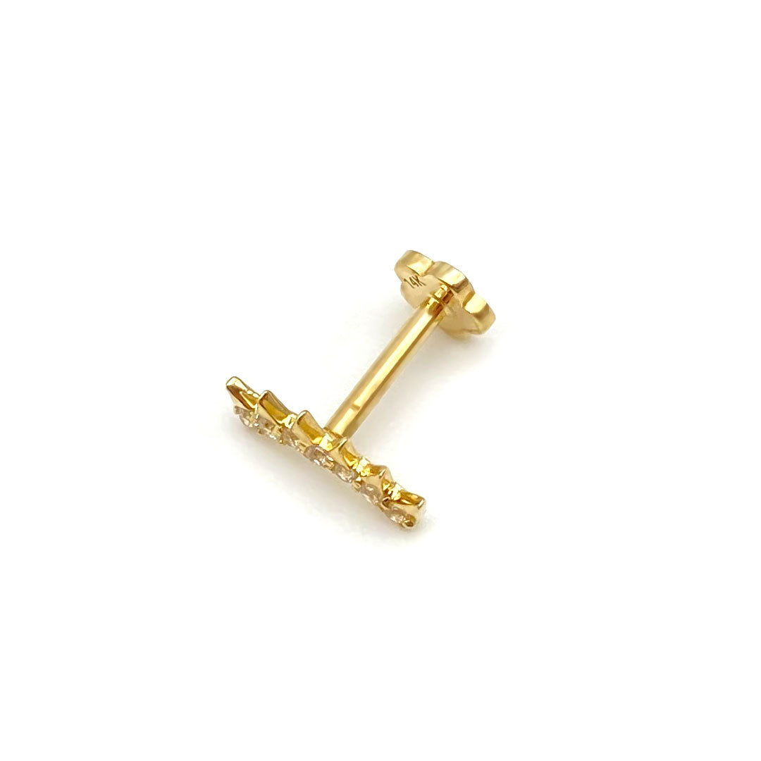 14k CZ Spike Internal Threaded Stud