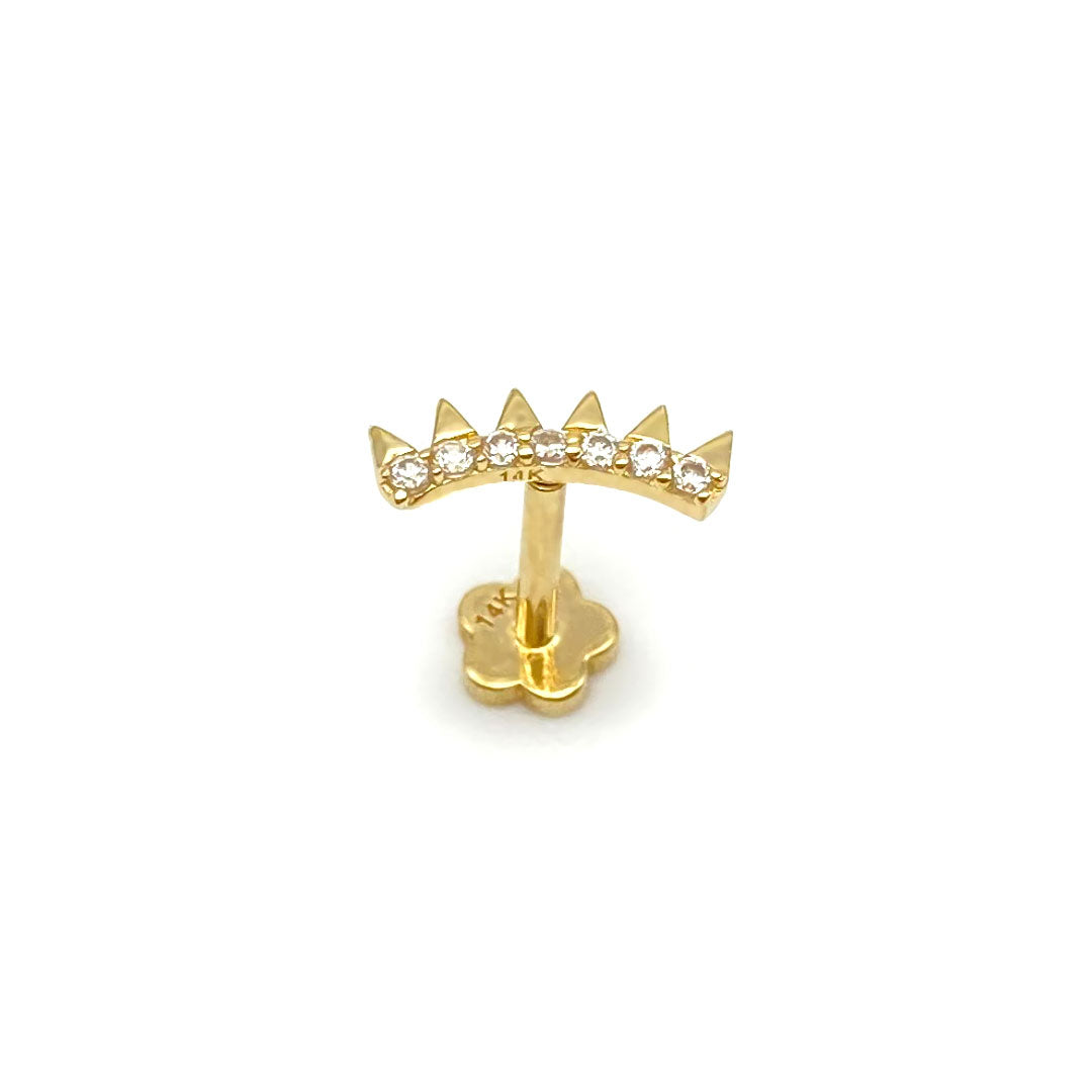 14k CZ Spike Internal Threaded Stud