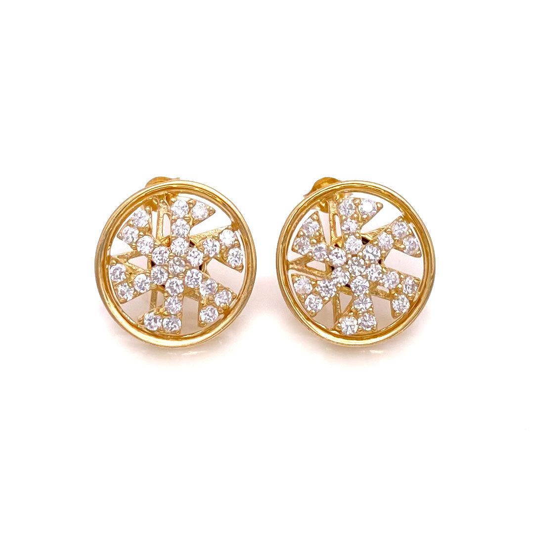 10k CZ Spinner Stud Earrings