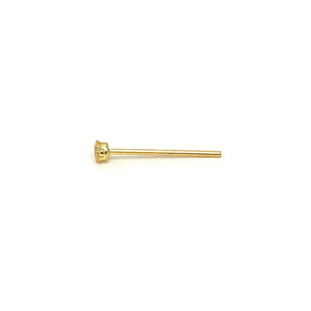 14k CZ Long Stem Stud Nose Pin