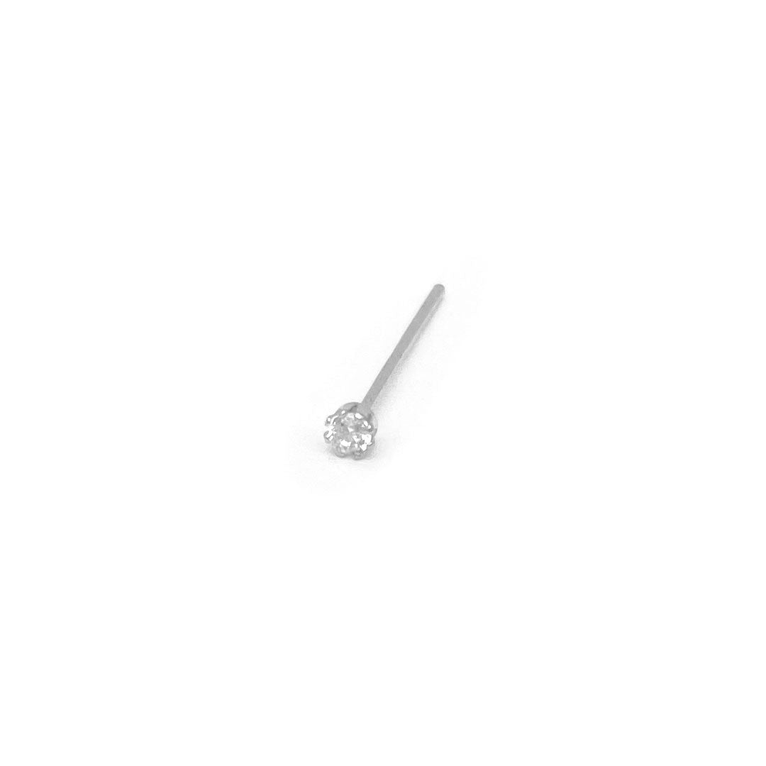 14k CZ Long Stem Stud Nose Pin