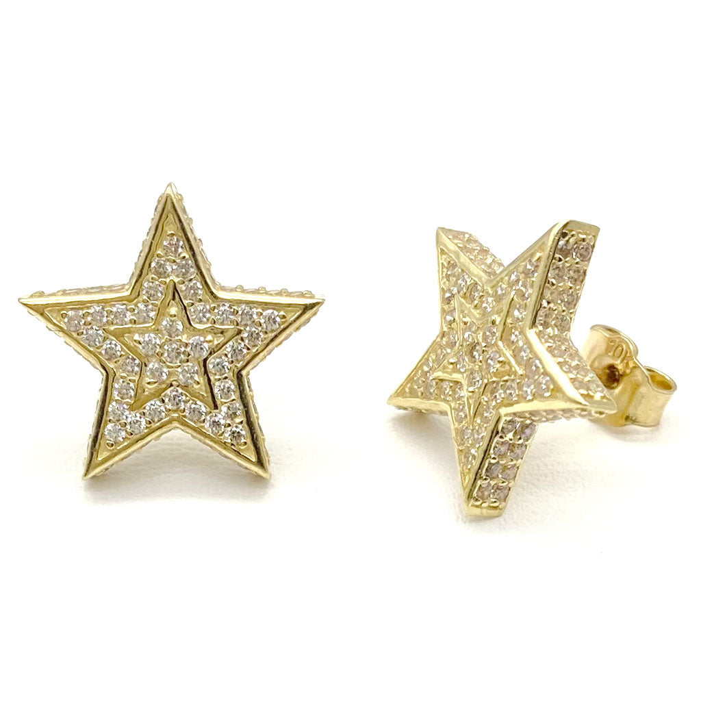 10k CZ Star Stud Earrings