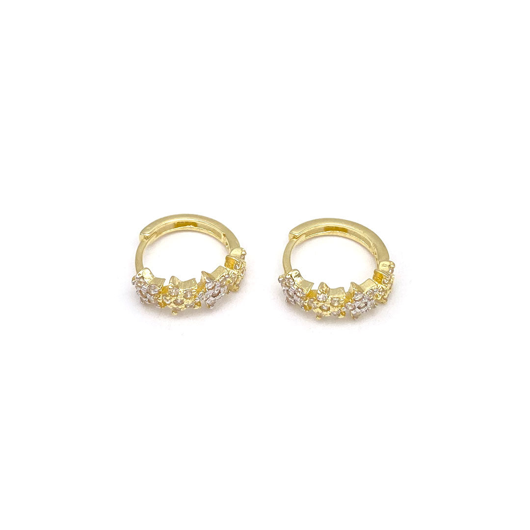 14k CZ Star Huggie Hoop Earrings