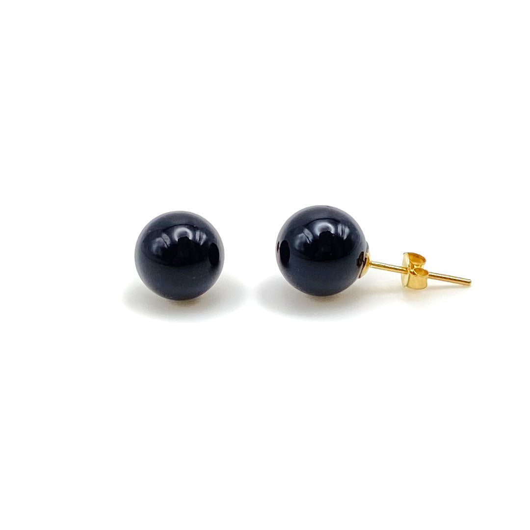 14k Ball Stud Earrings - Green, Purple Jade, Onyx, Tiger Eye me