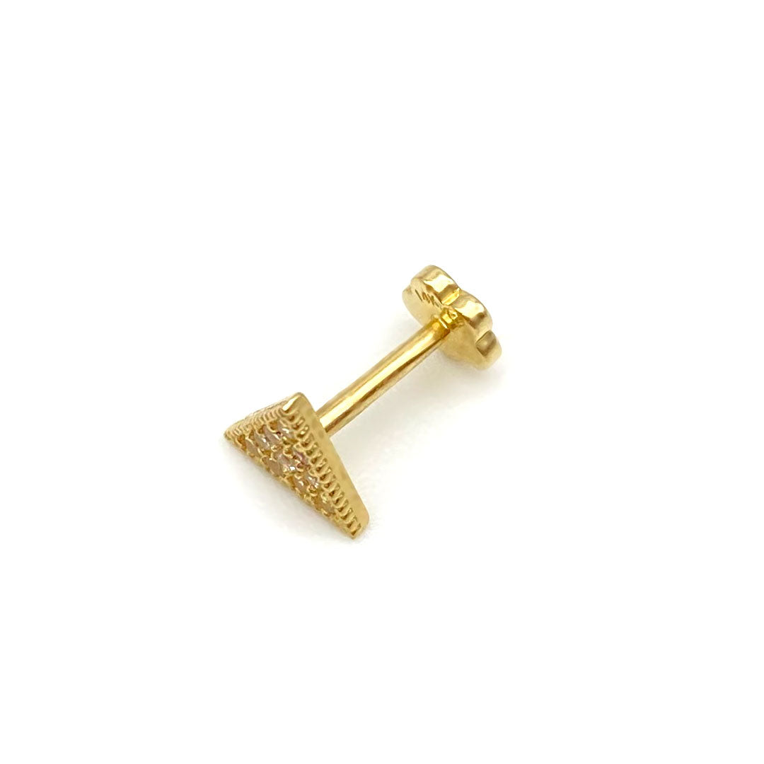 14k CZ Triangle Internal Threaded Stud