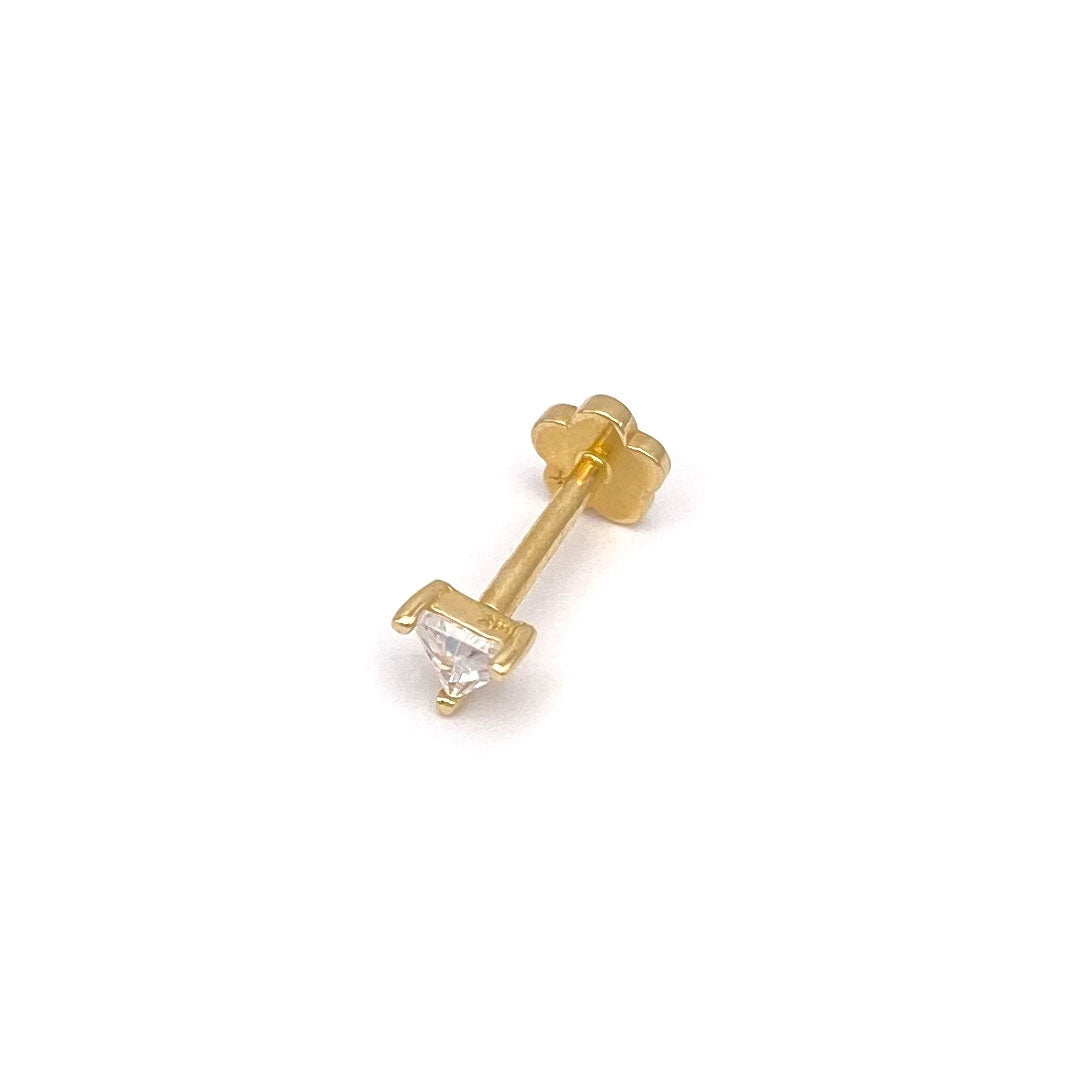 14k CZ Triangle Cut Internal Threaded Stud