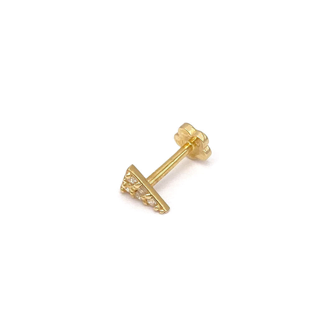 14k CZ Triangle Thin Internal Threaded Stud