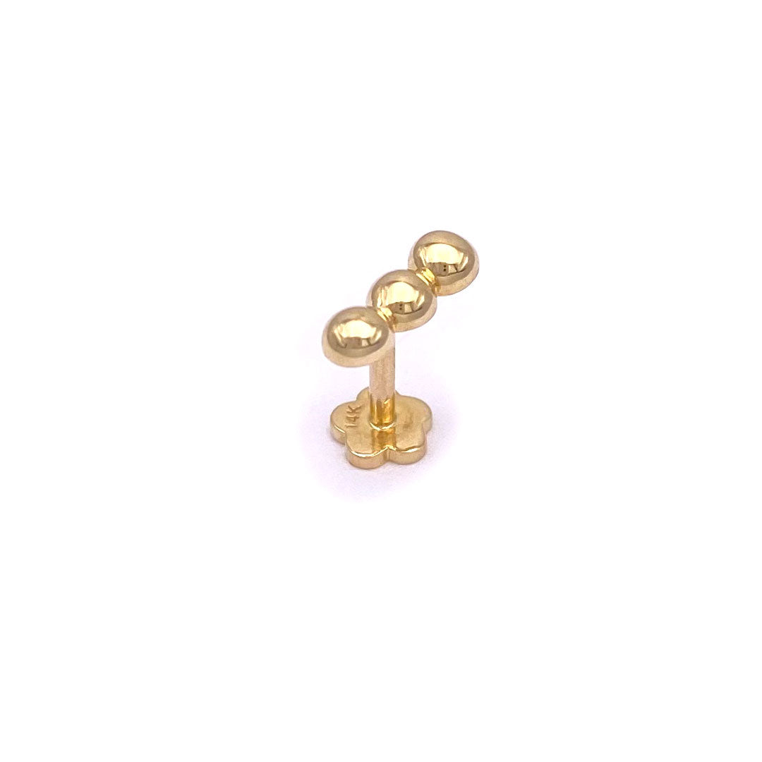 14k Triple Ball Bar Internal Threaded Stud