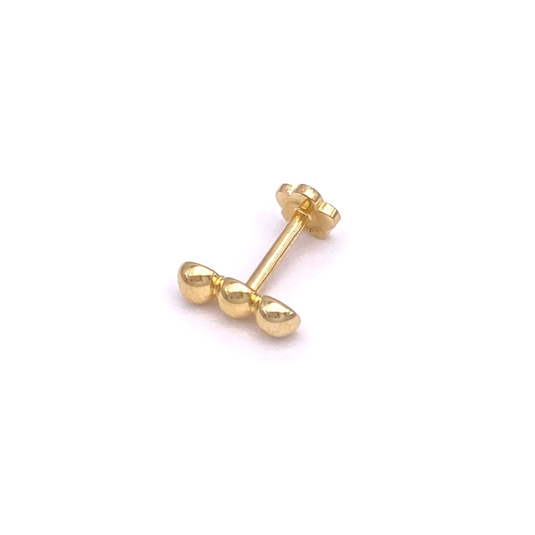 14k Triple Ball Bar Internal Threaded Stud