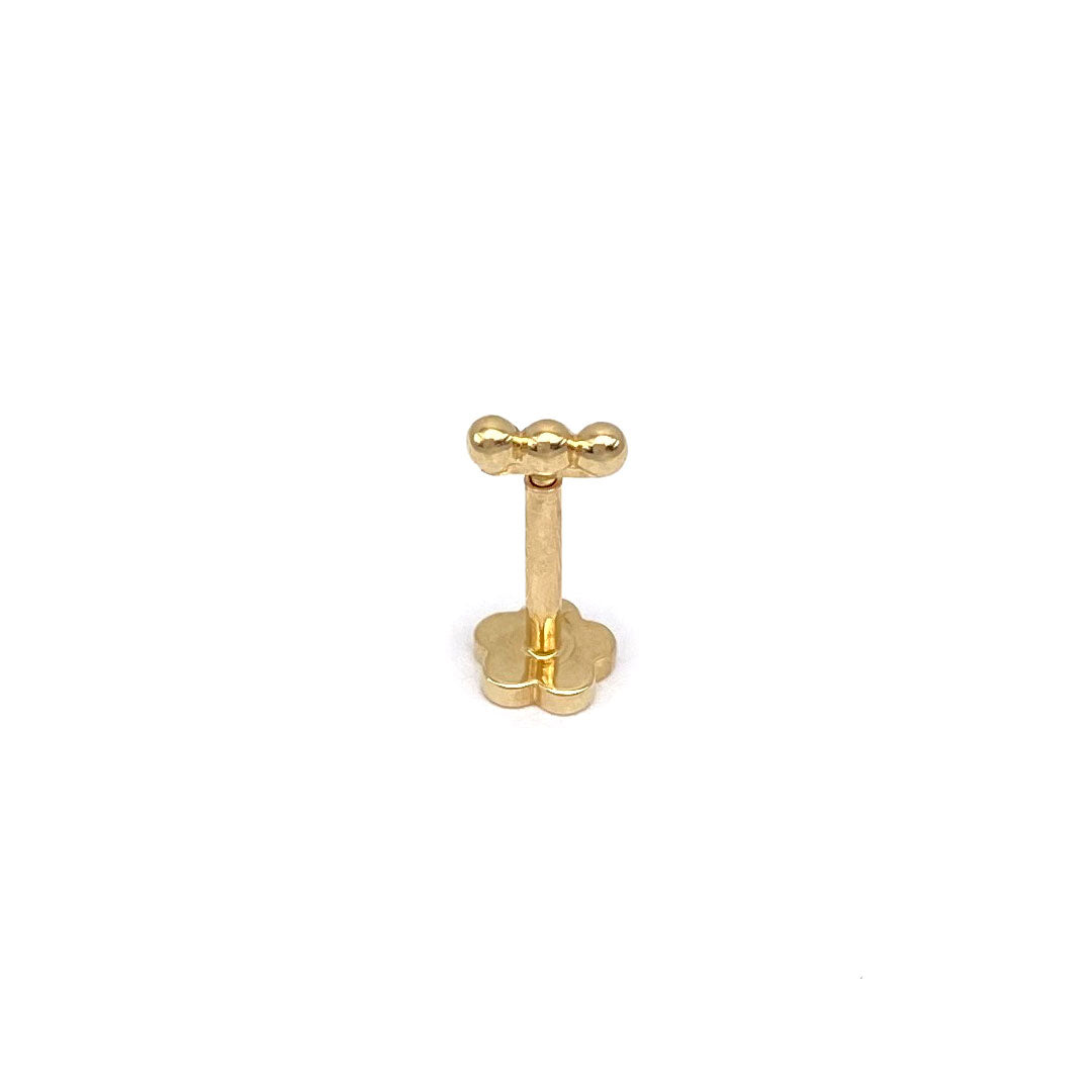 14k Triple Ball Row Internal Threaded Stud