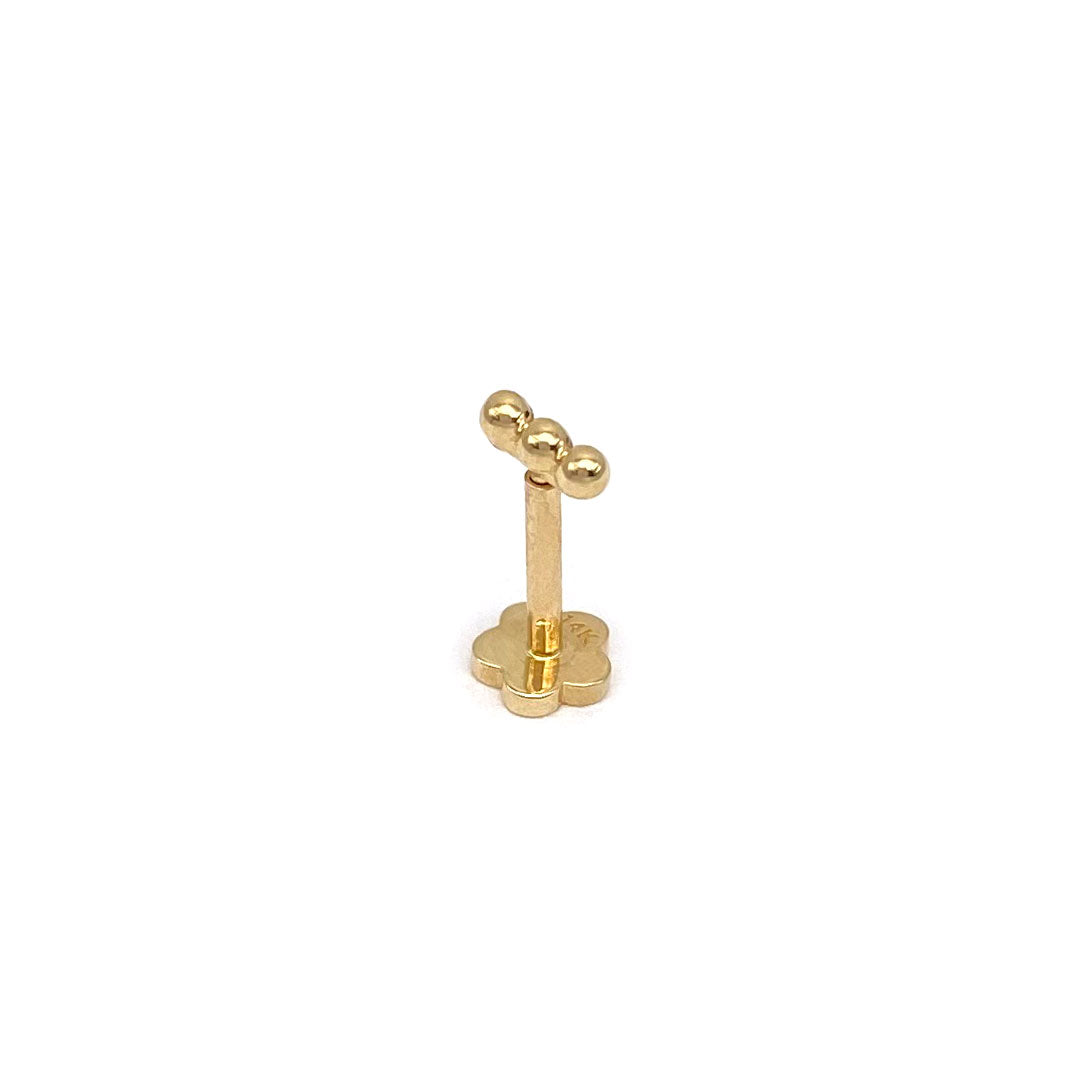 14k Triple Ball Row Internal Threaded Stud