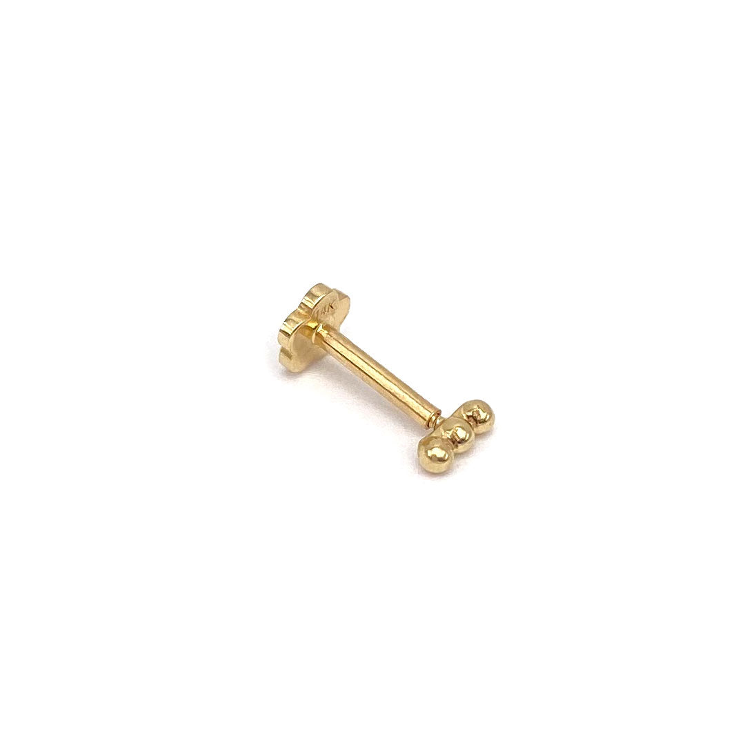 14k Triple Ball Row Internal Threaded Stud