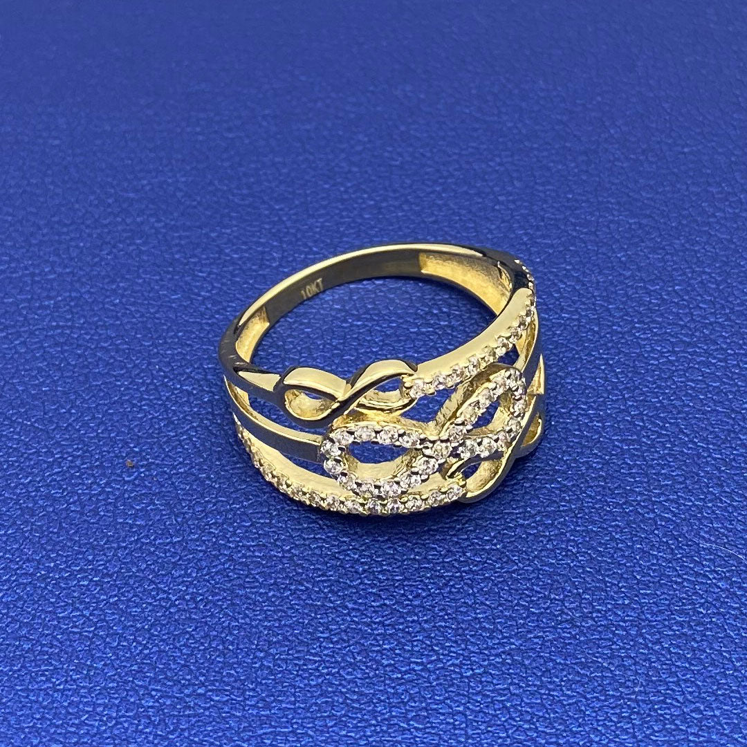 10k CZ Triple Row Infinity Ring