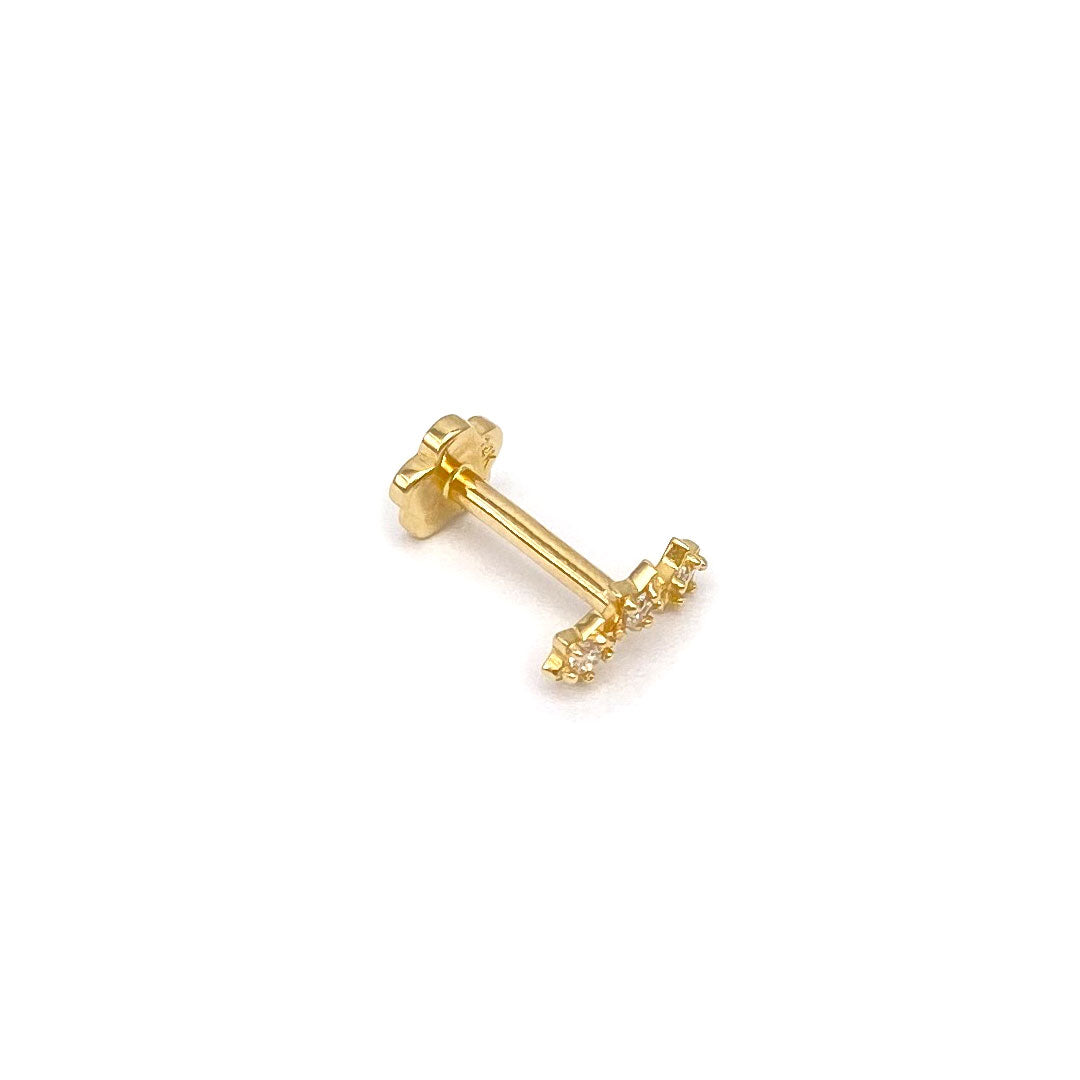 14k CZ Triple Star Internal Threaded Stud