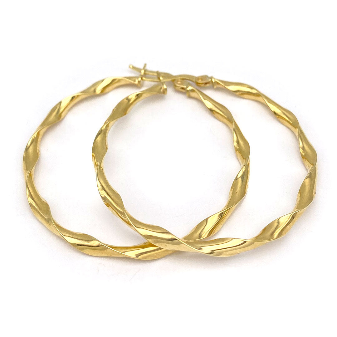 10k Twist Round Hoop Earrings