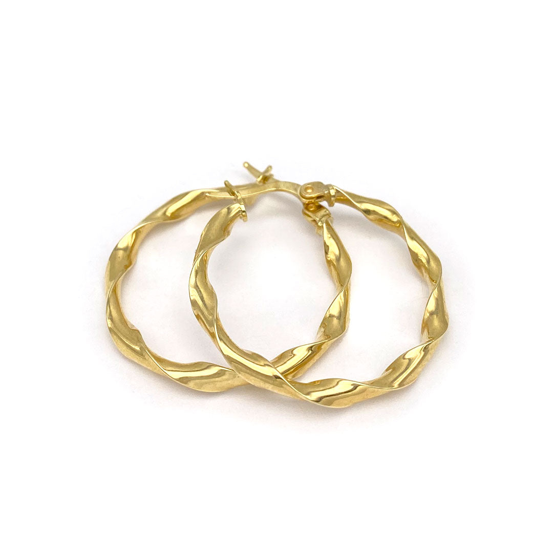 10k Twist Round Hoop Earrings