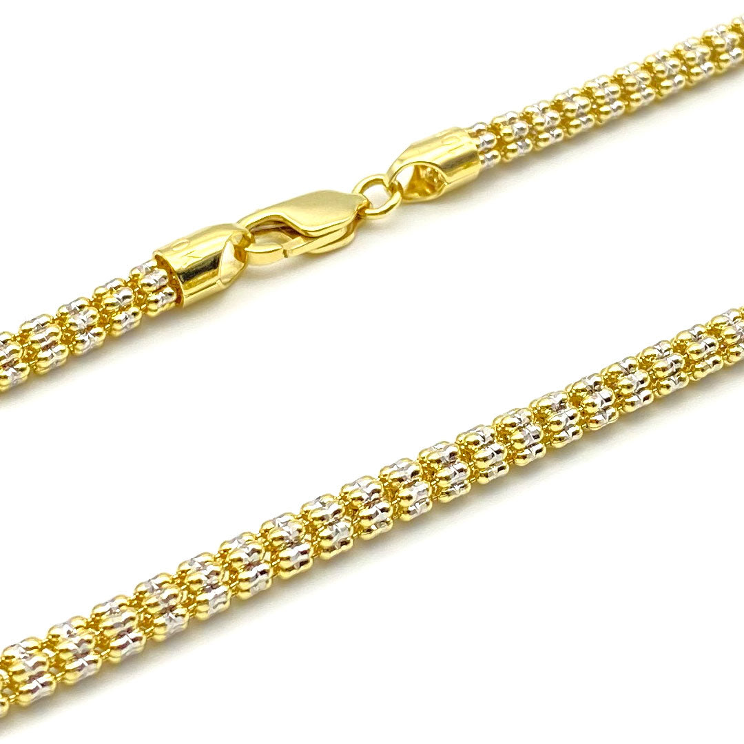 10k Two-tone Fancy Ball Ice Chain 4.5mm