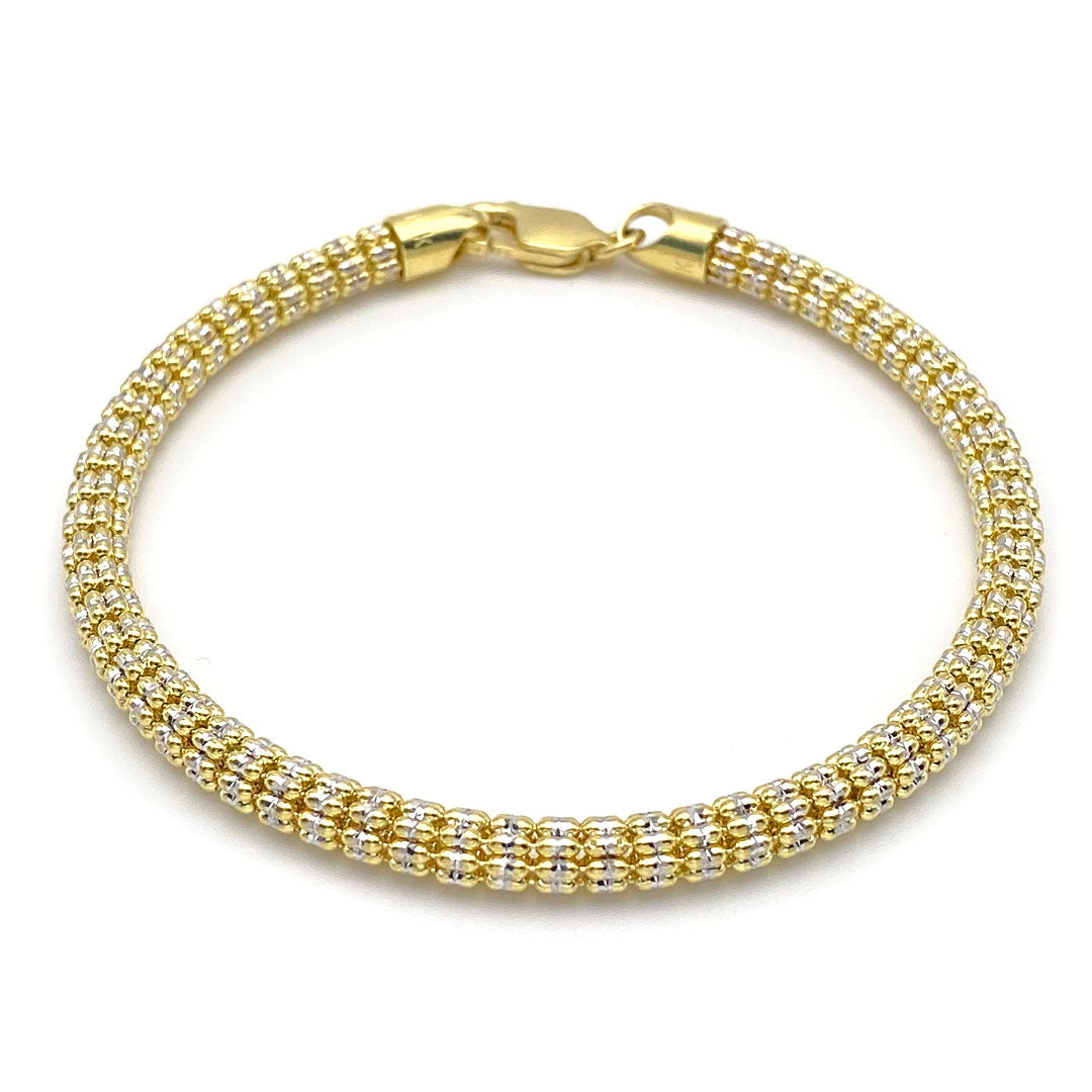 10k Two-tone Fancy Ball Ice Bracelet 4.5mm