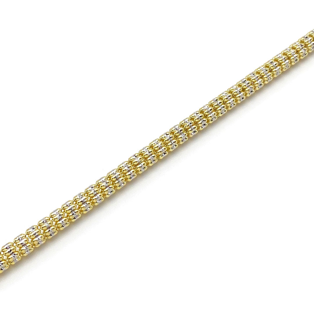 10k Two-tone Fancy Ball Ice Bracelet 4.5mm Close