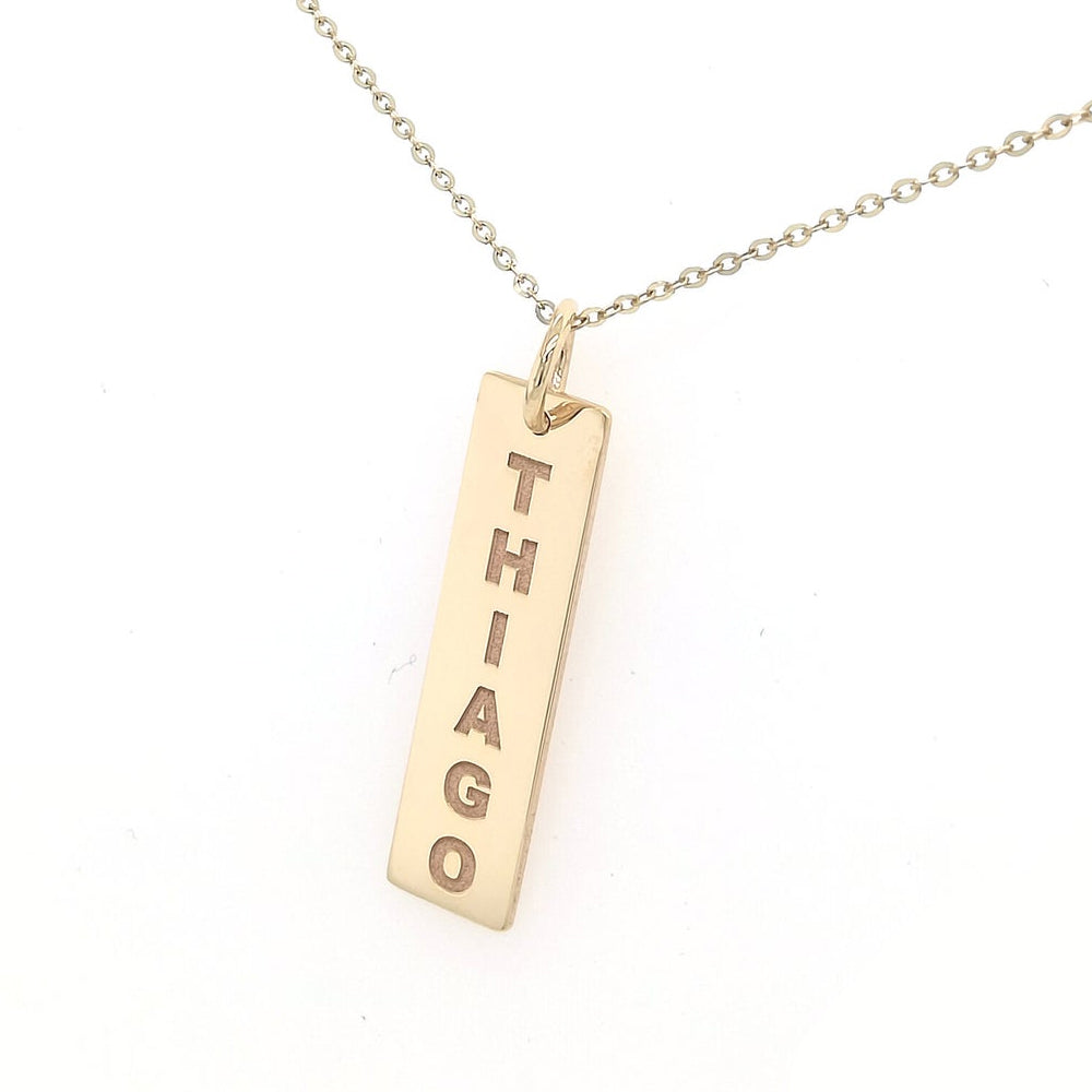 14k Engraved Vertical Name Bar Pendant